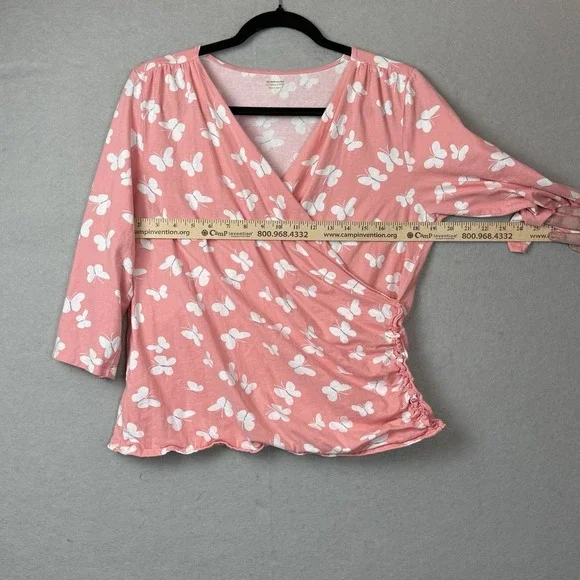 Garnet Hill L Pajamas Sleep Asian Inspired Long Sleeve Sleep Top Only Butterfly - Picture 2 of 6